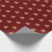 モダンハート暗赤色パターンのラッピング紙 ラッピングペーパー (角)