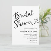 モダンハート書道ブライダルシャワー白 招待状 (スタンド正面)