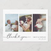 モダンハート書道写真結婚コラージュ サンキューカード (正面)