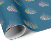 モダンハート海青色模様包み紙 ラッピングペーパー (ロールコーナー)