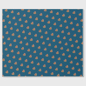 モダンハート海青色模様包み紙 ラッピングペーパー (フラット)