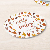 モダンハート男女兼用ベビーシャワーパーティー ラウンドペーパーコースター (アングル)