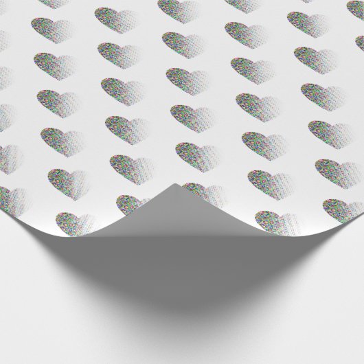 モダンハート白模様の包み紙 ラッピングペーパー (角)