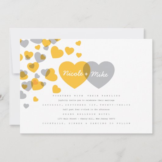 モダンハート結婚式招待状 招待状 (正面)