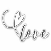 モダンハート結婚白黒ブライダルシャワー シール (正面)