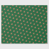 モダンハート緑模様包み紙 ラッピングペーパー (フラット)