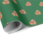 モダンハート緑模様包み紙 ラッピングペーパー (ロールコーナー)