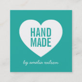 モダンハート編集可能な背景色ハンドメイド スクエア名刺 (正面)