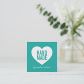 モダンハート編集可能な背景色ハンドメイド スクエア名刺 (スタンド正面)