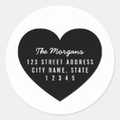 モダンハート背景ファミリホーム差出人住所 ラウンドシール (正面)