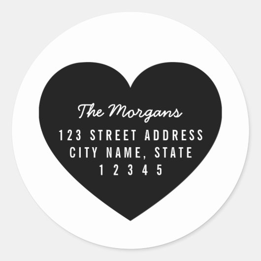 モダンハート背景ファミリホーム差出人住所 ラウンドシール (正面)