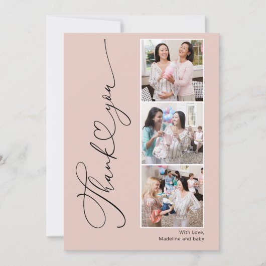 モダンハート赤ちゃんシャワー写真サンキューカード サンキューカード (正面)