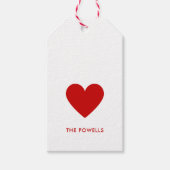 モダンハート赤と白水玉模様シックカスタム ギフトタグ (正面)