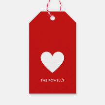 モダンハート赤名門私立校風の白ストライプパーソナライズされた