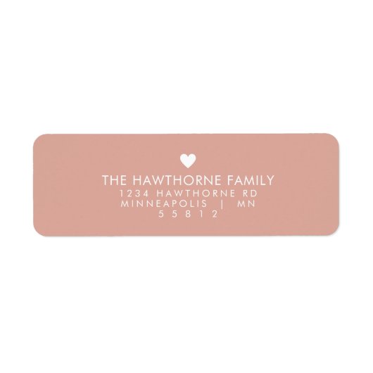 モダンハート送信ラヴミニマル赤面ピンクアドレス ラベル (正面)