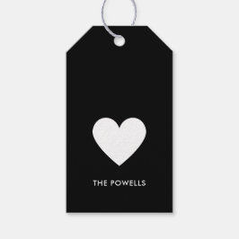 モダンハート黒名門私立校風のストライプパーソナライズされた ギフトタグ