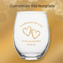 モダンハート40結婚周年パーソナライズされた