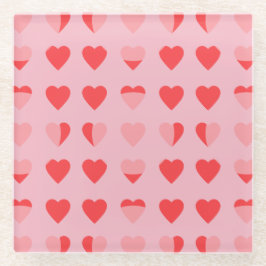 モダンハート ガラスコースター