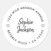 モダンハート |ミニマル差出人住所 ラウンドシール (正面)
