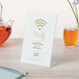 モダンハートBusiness Wifiパスワードのウェルカムサイン 台座サイン