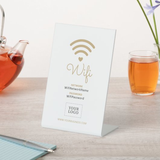 モダンハートBusiness Wifiパスワードのウェルカムサイン 台座サイン (インサイチュ)