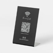 モダンハートWi-Fi QRコード ソーシャルメディアサイン 台座サイン (正面)