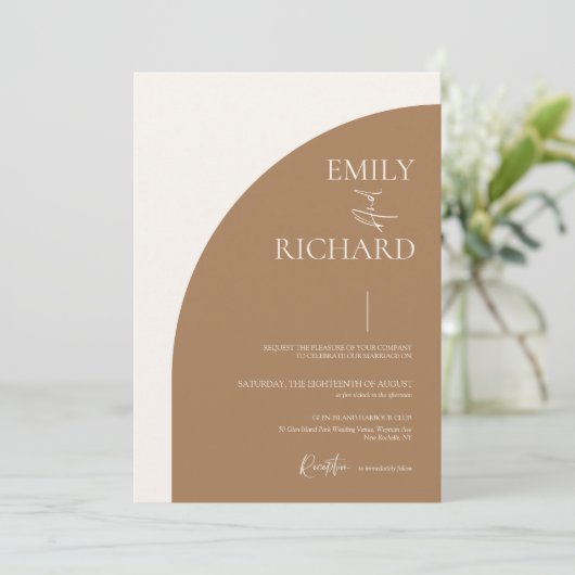 モダンハーフアー結婚チのQRコード招待状 招待状 (スタンド正面)