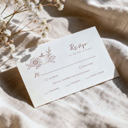 モダンハーベストパンプキン結婚式RSVP エンクロージャーカード