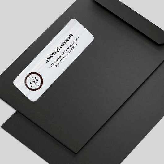 モダンバイクバイクもしくは自転車に乗る人結婚ズモノグラムイニシャル ラベル