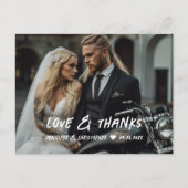 モダンバイ結婚の写真サンキューカード ポストカード (正面)