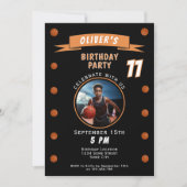 モダンバスケットボールボールスポーツ誕生日写真 招待状 (正面)