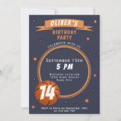 モダンバスケットボールボールテーマスポーツ 招待状 (正面)