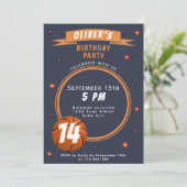 モダンバスケットボールボールテーマスポーツ 招待状 (スタンド正面)