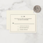 モダンバターイエローの結婚式ミニRSVPカード ノートカード (正面/裏面インサイチュ)