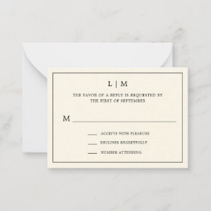 モダンバターイエローの結婚式ミニRSVPカード ノートカード