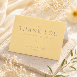 モダンバターイエローの結婚式折りたたみ御礼カード