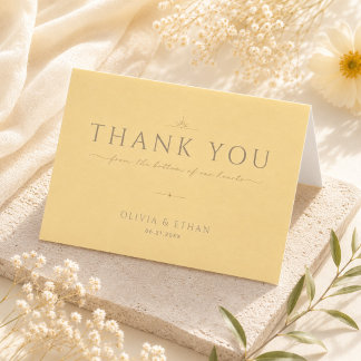 モダンバターイエローの結婚式折りたたみ御礼カード