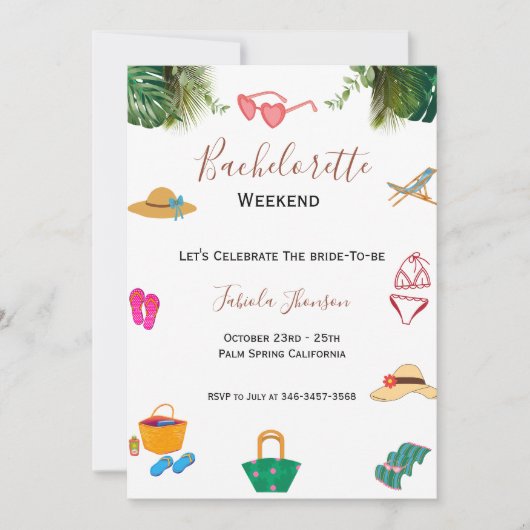 モダンバチェロレッテと週末の日程 招待状 (正面)