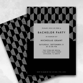 モダンバチュラーパーティブミニマルラックスシルバー 招待状