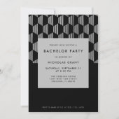 モダンバチュラーパーティブミニマルラックスシルバー 招待状 (正面)