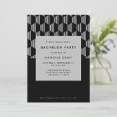 モダンバチュラーパーティブミニマルラックスシルバー 招待状 (スタンド正面)