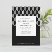 モダンバチュラーパーティミニマル白黒 招待状 (スタンド正面)