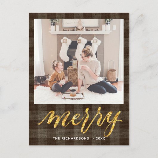 モダンバッファローエレガントプライドメリースクリプシンプルトH ポストカード (正面)