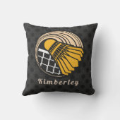 モダンバドミントンテーマプレーヤーコーチ名ドット クッション (裏面)