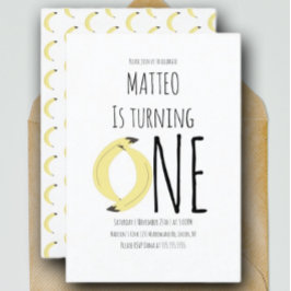 モダンバナナファースト誕生日ワンパターン 招待状