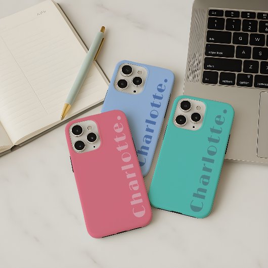 モダンバビィピンクママ女子娘カスタムネーム iPhoneケース