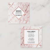 モダンバラお洒落ゴールドフォイルホワイトマーブルストーン スクエア名刺 (正面/裏面)