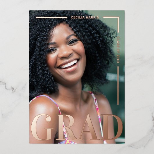 モダンバラはっきりした金ゴールドグラードフォイル招待状 箔招待状 (正面)