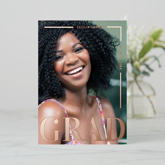 モダンバラはっきりした金ゴールドグラードフォイル招待状 箔招待状 (立ち正面)