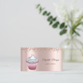 モダンバラエレガント金ゴールドカップケーキ 名刺 (スタンド正面)